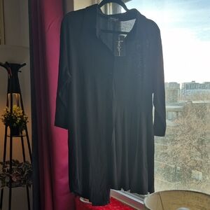 Elegant Assymetrical Black Women's Blouse